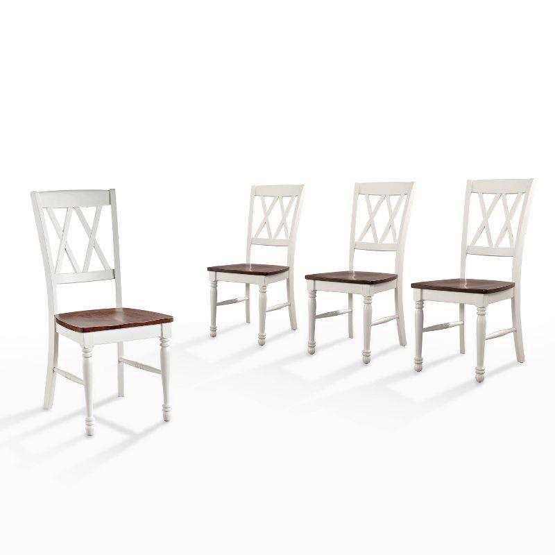 White High Cross Back Wood Dining Side Chair Set