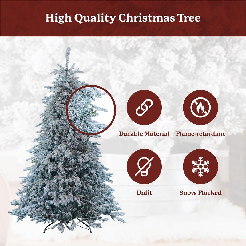 King Of Christmas Snow Flocked Hinged Artificial Christmas Tree Unlit Queen Flock Xmas Tree