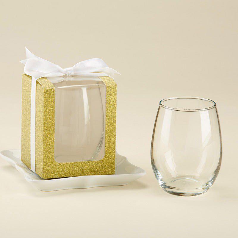 Kate Aspen Gold 9 oz. Glassware Gift Box with Ribbon (Set of 12) | 30009GD-Box