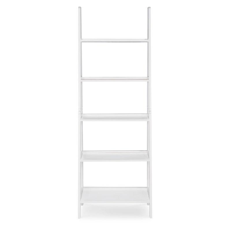 72" Acadia Traditional Ladder Bookshelf White - Linon: 5-Shelf Display Storage