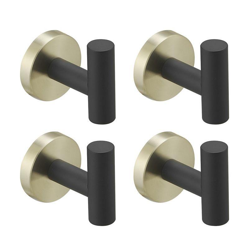 BWE 4-Pieces Round Shape J-Hook Robe/Towel Hook Wall Mount Bathroom Storage Modern