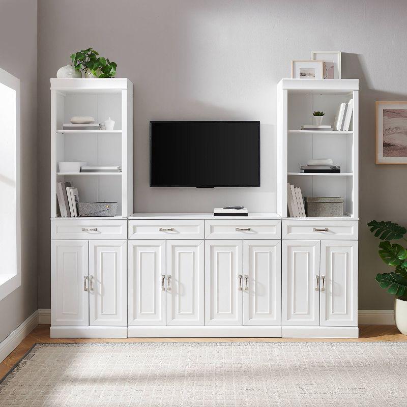 78" Crosley Stanton 3pc Sideboard And Storage Bookcase Set White: Traditional Farmhouse Design, Ample Organizational Space