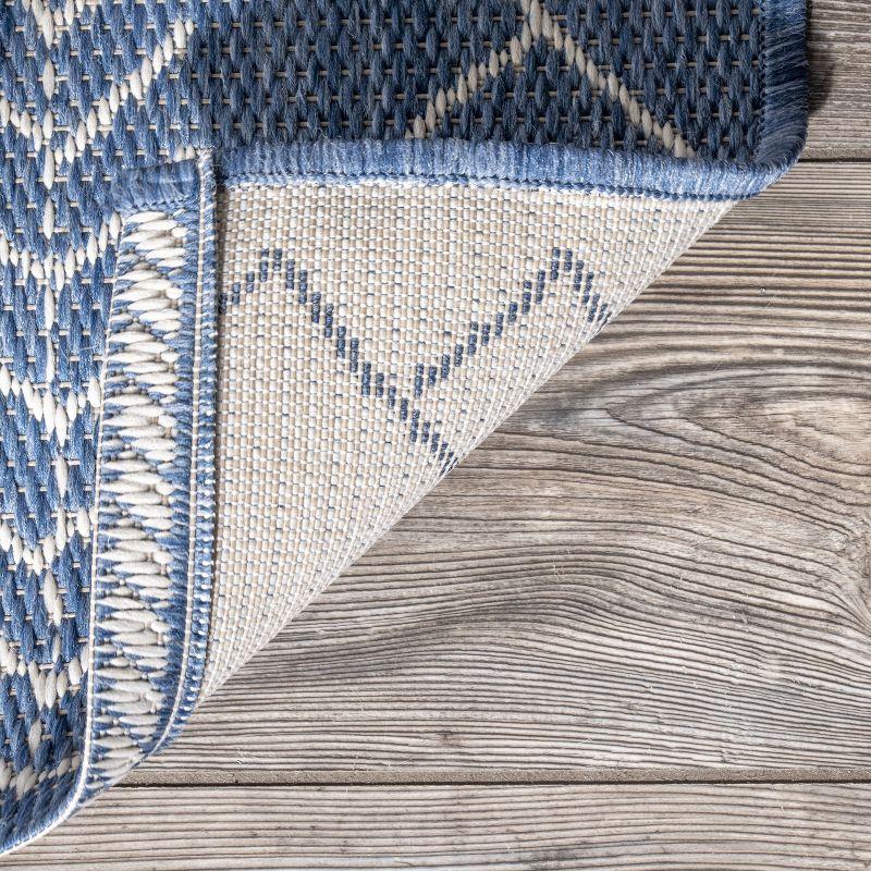 Nuloom Serna Diamond 6x9 Indoor/Outdoor Area Rug for Living Room Patio Deck Front Porch Kitchen, Blue/Ivory