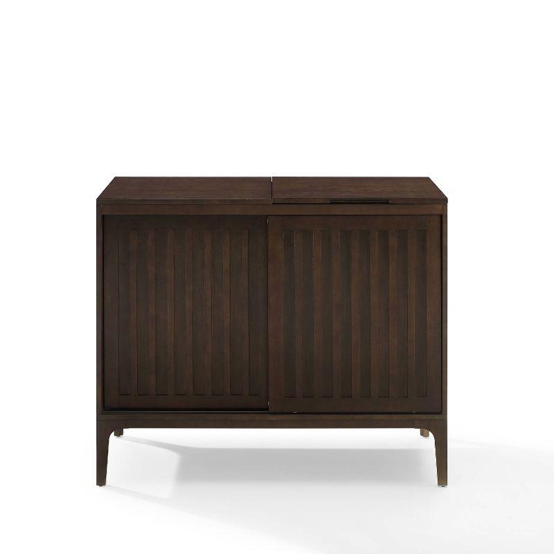 Asher Record Storage Media Console Dark Brown - Crosley: Sliding Doors, Adjustable Shelving, Vinyl Organizer