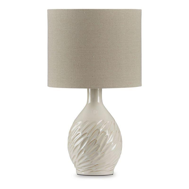 Garinton Cream Ceramic Table Lamp with Textured Base