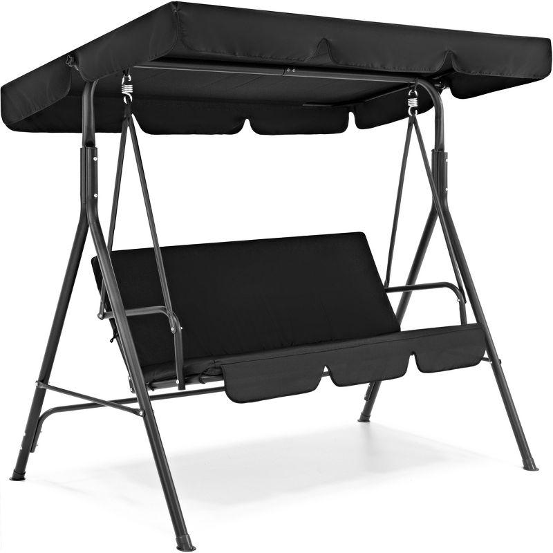 Black Metal 2-Person Outdoor Swing Glider with Canopy