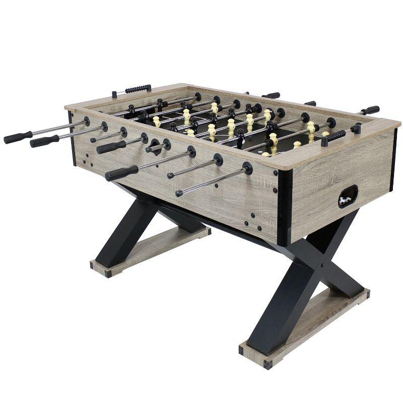 Gray Distressed Wood Indoor Foosball Table with Black Legs