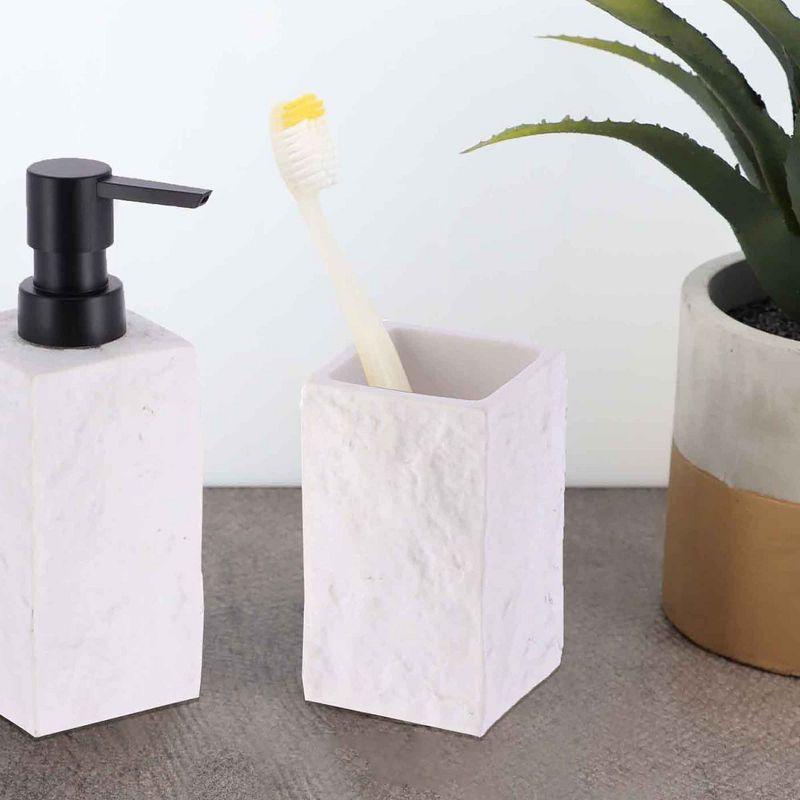 Evideco Square Resin Stone Effect Bath Tumbler Cup Toothbrush Holder