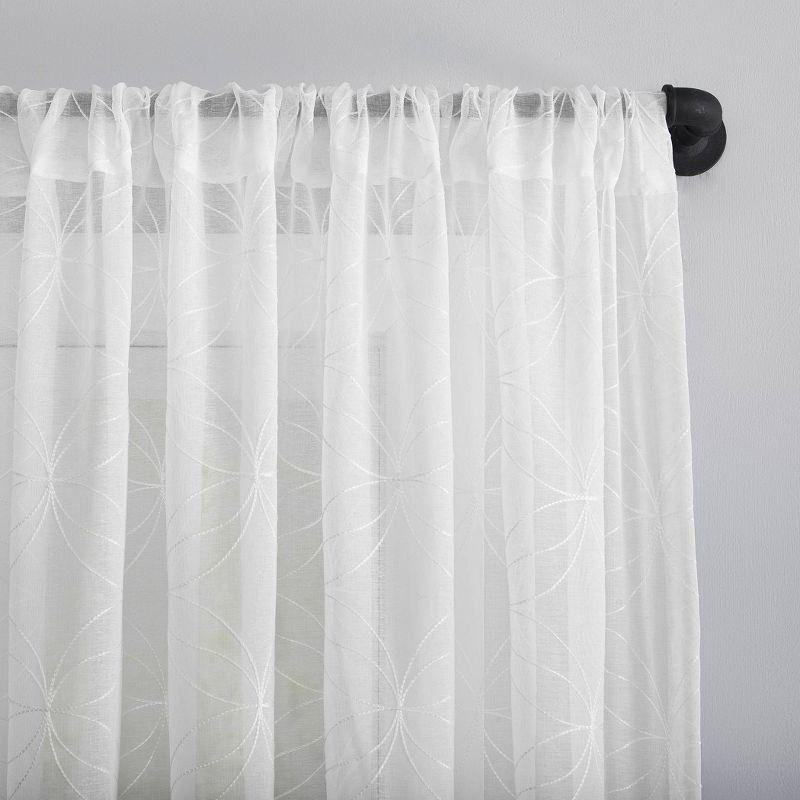 Tamaryn Embroidered Trellis Sheer Rod Pocket Curtain Panel - No. 918