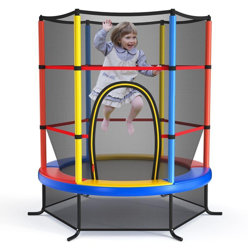 55'' Yellow Kids Trampoline with Enclosure Net