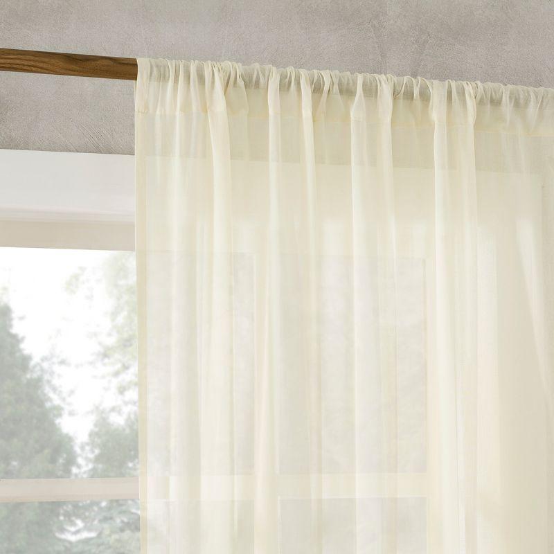 50"x63" Archaeo Sheer 100% Cotton Curtain Panel Cream: Transitional Voile Rod Pocket Indoor Drapery