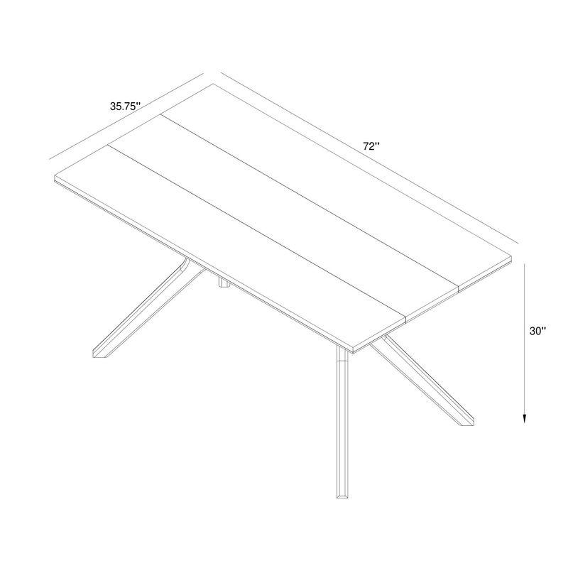 Plank+Beam 72" Verso Rectangular Dining Table for 6, Solid Wood Cross Leg Kitchen Table, Pecan
