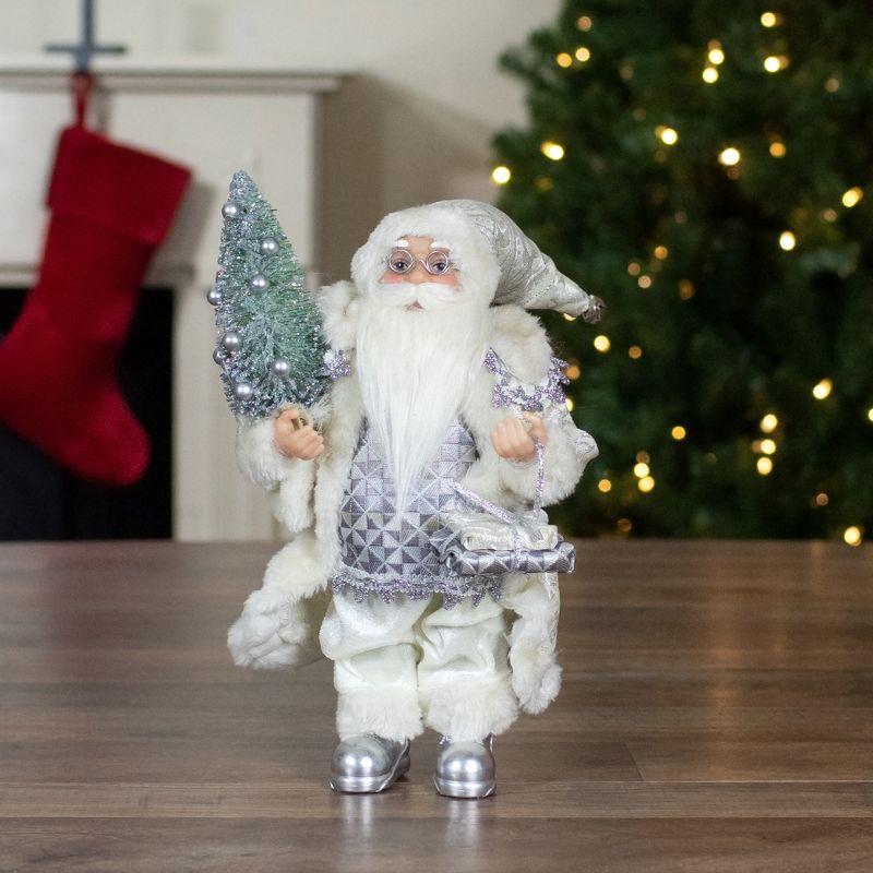 Ivory Santa Claus Figurine with Tree and Presents, 20"