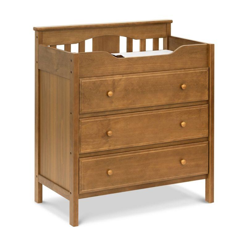 Chestnut 3-Drawer Changer Dresser with Gold Finish