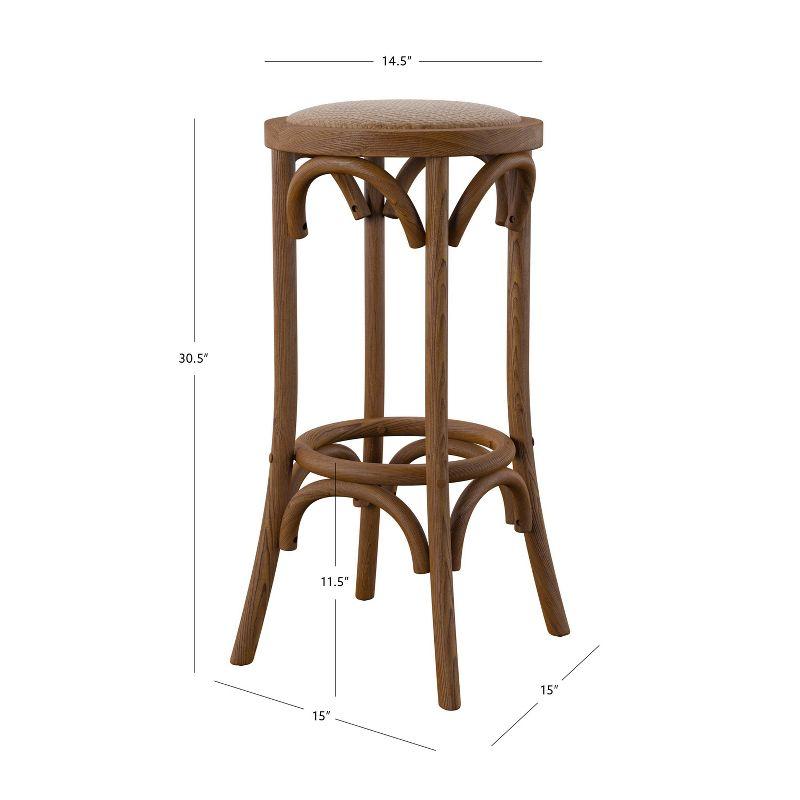 Ferrera Solid Elm Wood Cane Rattan Seat Backless Stool