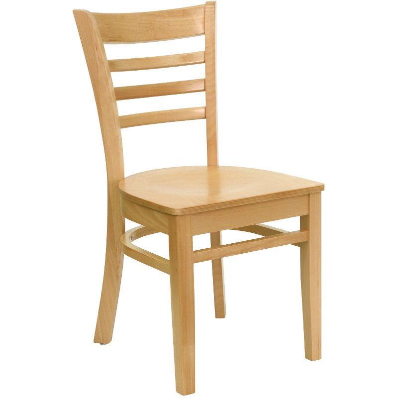 Natural Wood Ladderback High Slat Side Chair in Beige