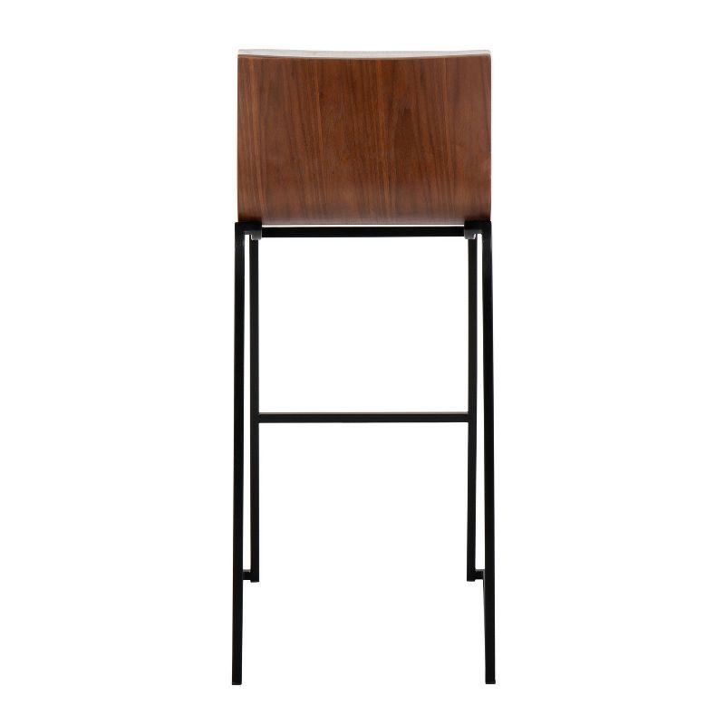 Set of 2 Mason Mara Barstools Black/Walnut/Cream - LumiSource: Fixed-Height, Tufted Seat, Wood Back