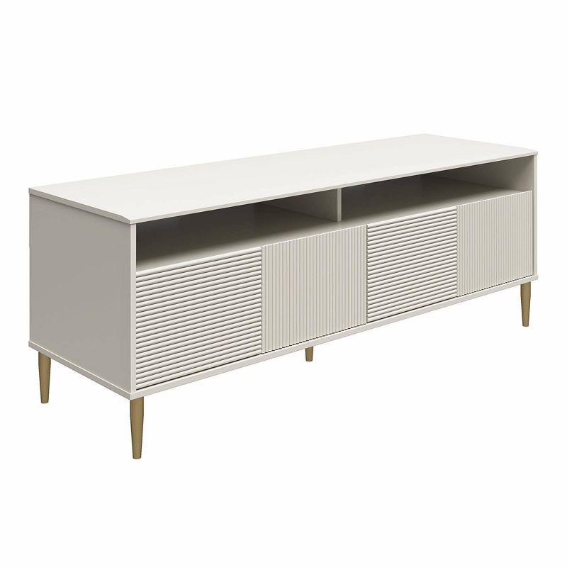 Sunbaked Taupe Fluted Media Console with Gold Feet