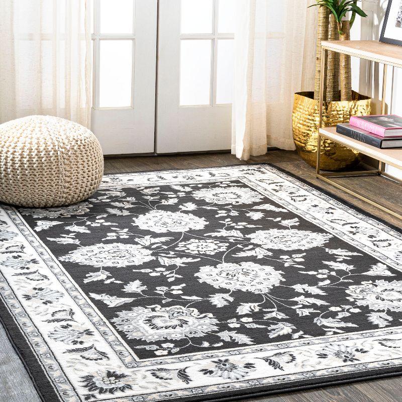 5'x 8' Cherie French Cottage Area Rug, Black/Cream - JONATHAN Y