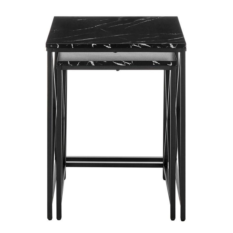 Square Marble Finish Nesting Side Table Set - Danya B.