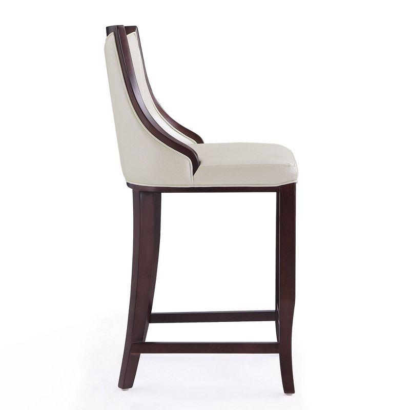 Emperor Upholstered Beech Wood Barstool Pearl White - Manhattan Comfort: Faux Leather, Fixed Height, No Assembly Required