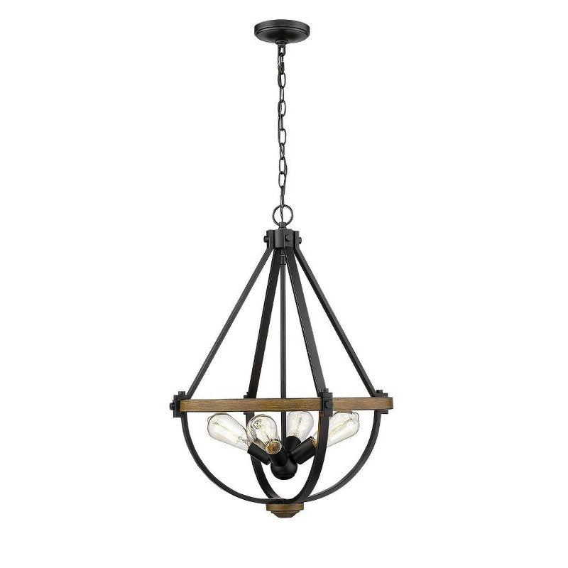 Millennium Lighting Ellijay 4 - Light Pendant in  Matte Black/Wood Tone