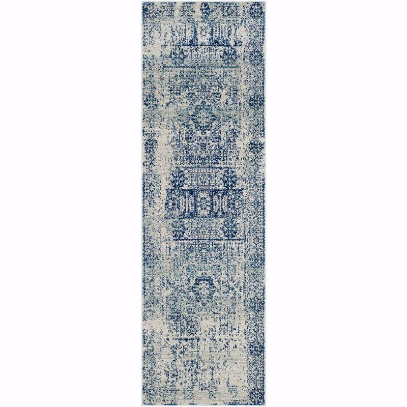Evoke EVK260 Power Loomed Runner Rug - Ivory/Blue - 2'2"x21' - Safavieh.