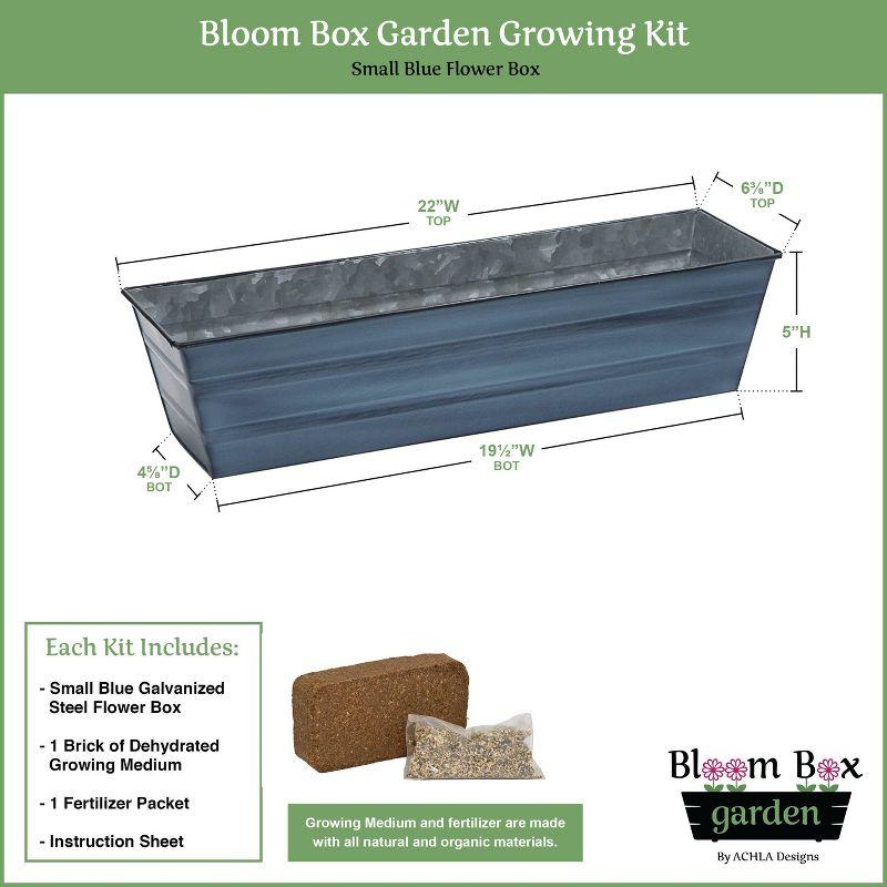 Blue Galvanized Steel Planter Box Garden Kit with Coir Brick