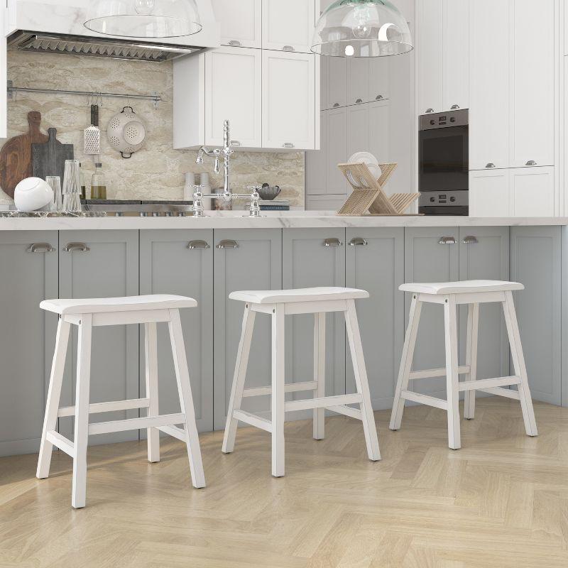 Hillsdale Furniture Moreno Backless 24" NonSwivel Counter Height Barstool Sea White: Wooden Kitchen Stool, Fixed Height
