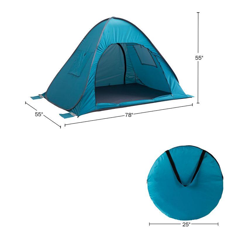 wakeman Wakeman Pop Up Beach Tent - Fits 2 People - Sun Shelter with UV Protection and Ventilation, Blue