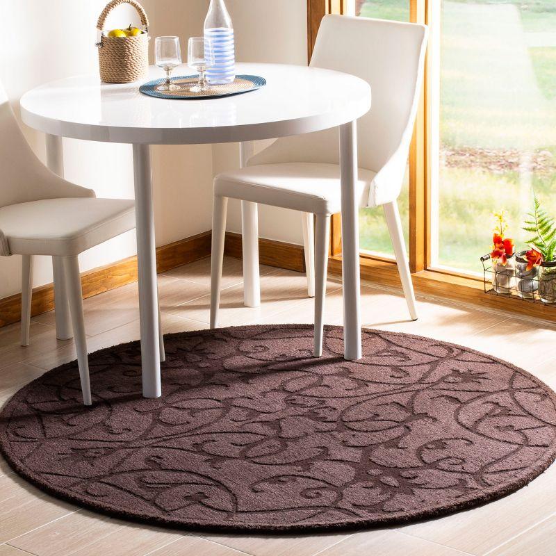 Handmade Round Gray Wool Tufted Area Rug