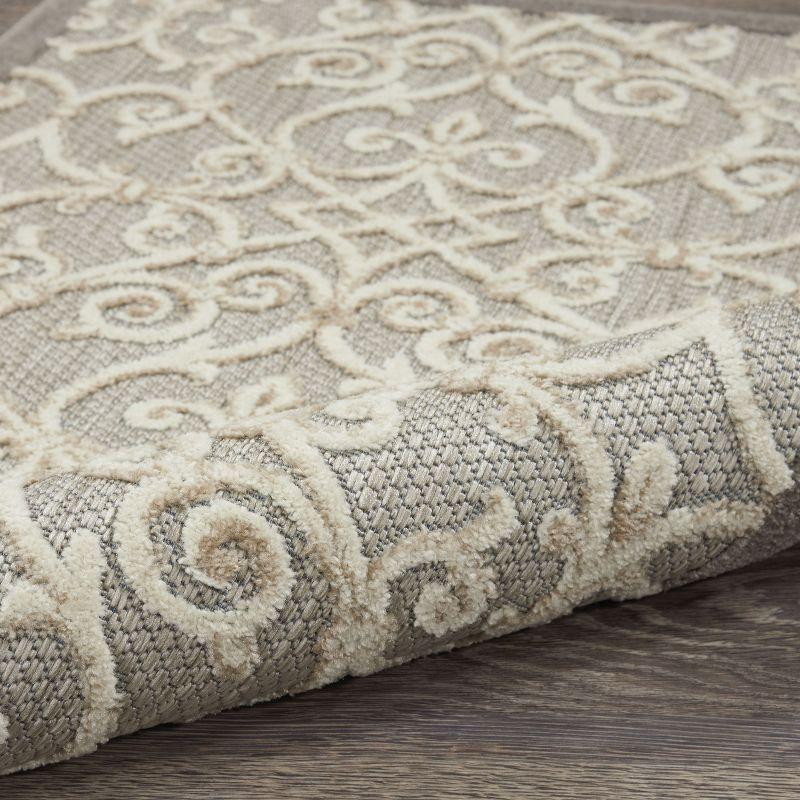 Nourison Aloha Contemporary Scroll Flatweave High-Low Indoor Outdoor Area Rug Natural 5'3" x 7'5"