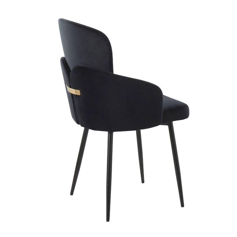 Dahlia Black Velvet Upholstered Dining Chair with Metal Legs