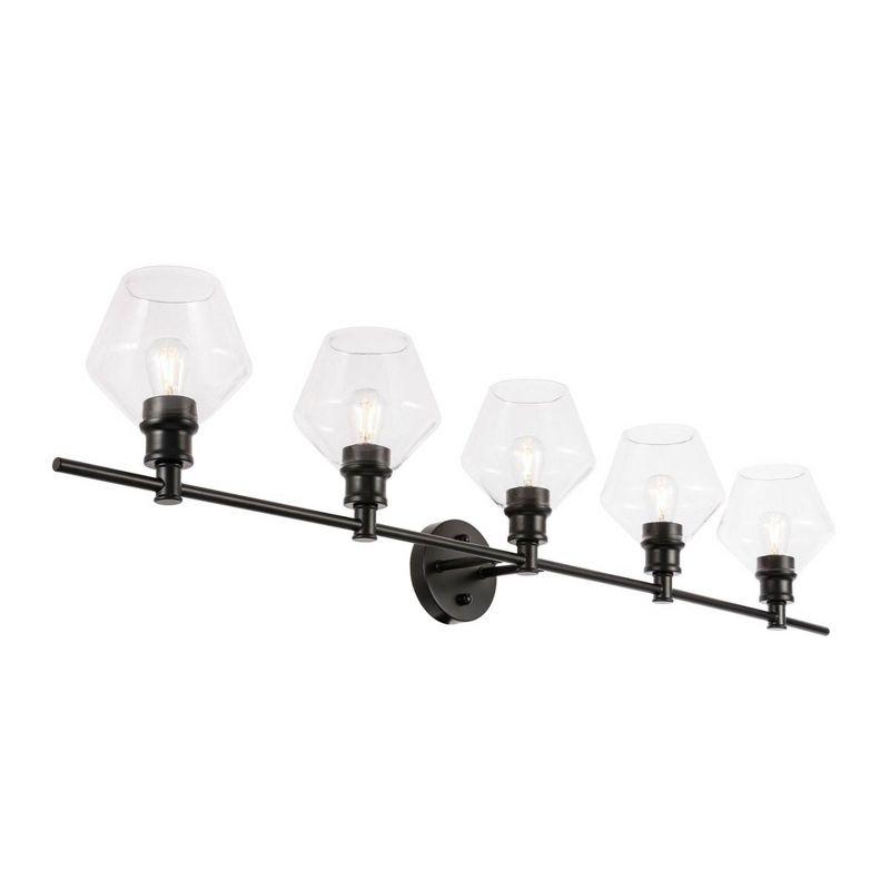 Elegant Lighting Gene 5 light Black and Clear glass Wall sconce