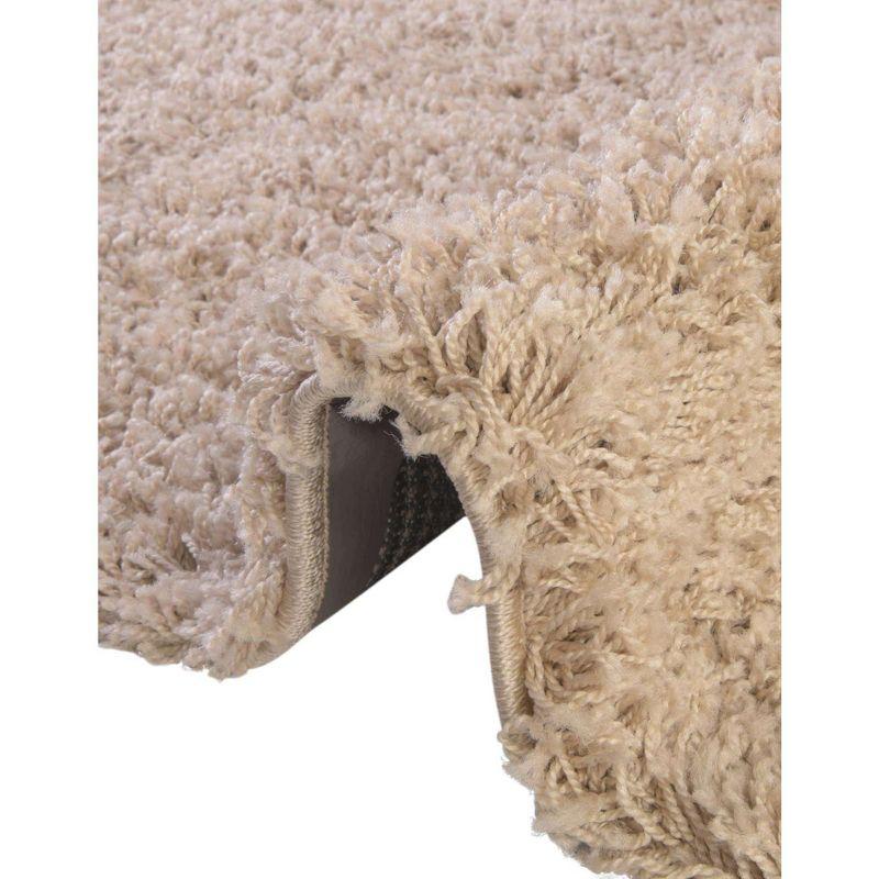 Taupe Square Soft Shag Synthetic Area Rug for Easy Care