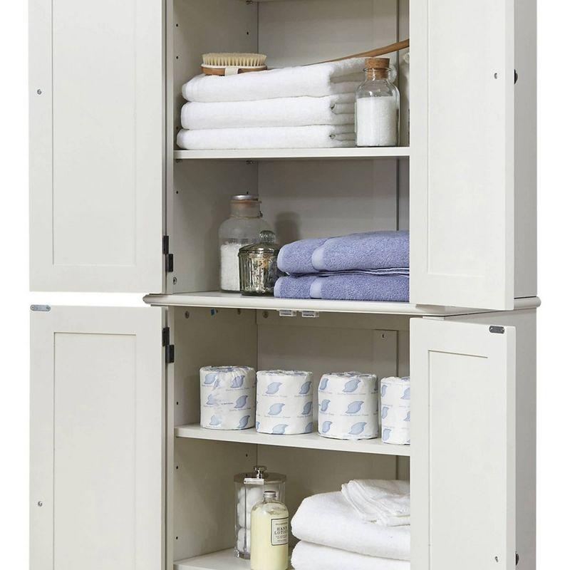 Home Styles Americana Kitchen Pantry Off-White: Traditional Hardwood Storage, 4 Adjustable Shelves