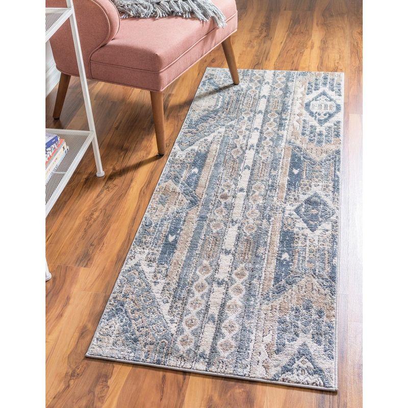 Unique Loom Portland Collection Area Rug - Orford (2' 2" x 12' Runner Navy Blue/Blue)