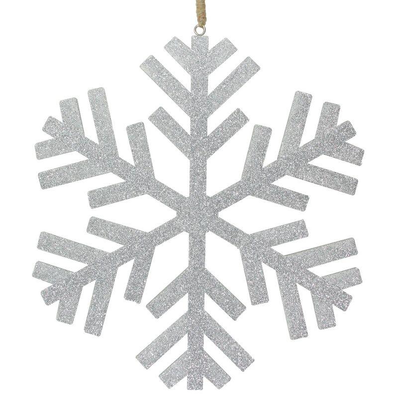 Northlight 11.75" Silver Glitter Drenched Snowflake Christmas Ornament