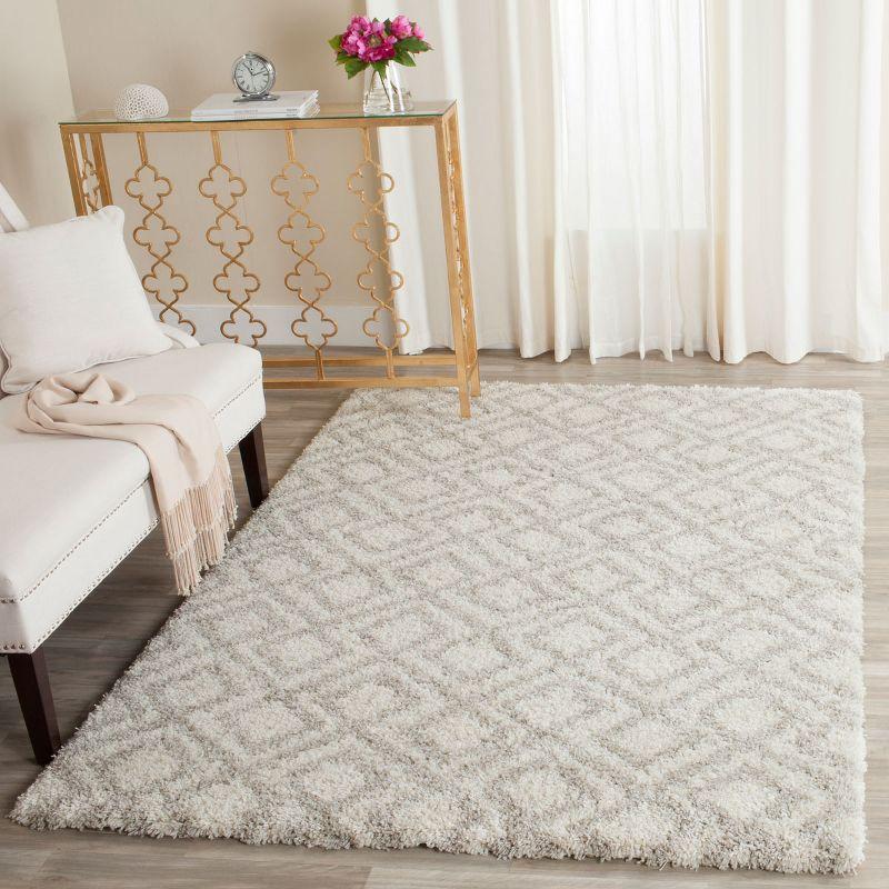 Luxurious Ivory Shag 8' x 10' Hand-Knotted Viscose Area Rug