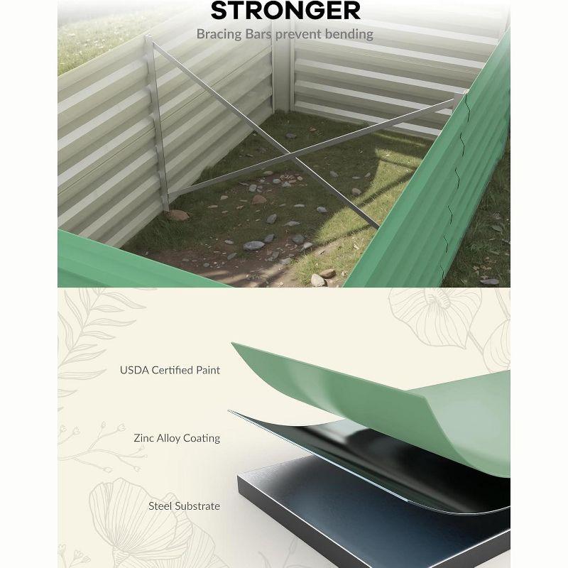 8x4x2ft Galvanized Raised Garden Bed,Deep Root Planter Box for Vegetables,Flowers,Herbs-Large Metal Raised Garden Bed Kit Outdoor,Green