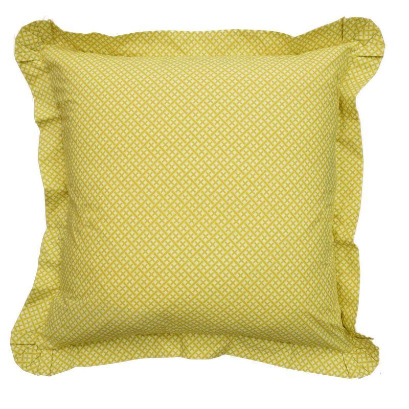 Golden Neutral Crosshatch Cotton Euro Sham with Navy Trim