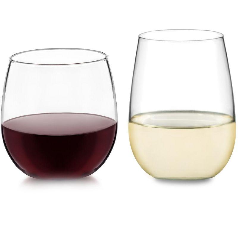 Libbey Clear Stemless 12-Piece Wine Glass Set for Red and White Wines