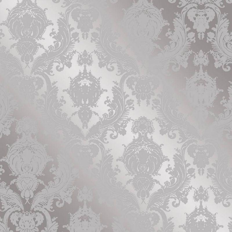 Platinum Damask Textured Peel and Stick Wallpaper Roll