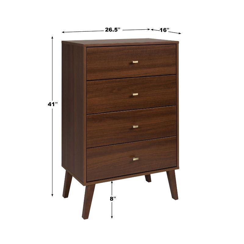Milo Mid Century Modern 4 Drawer Chest Cherry - Prepac: Sleek Bedroom Storage Solution
