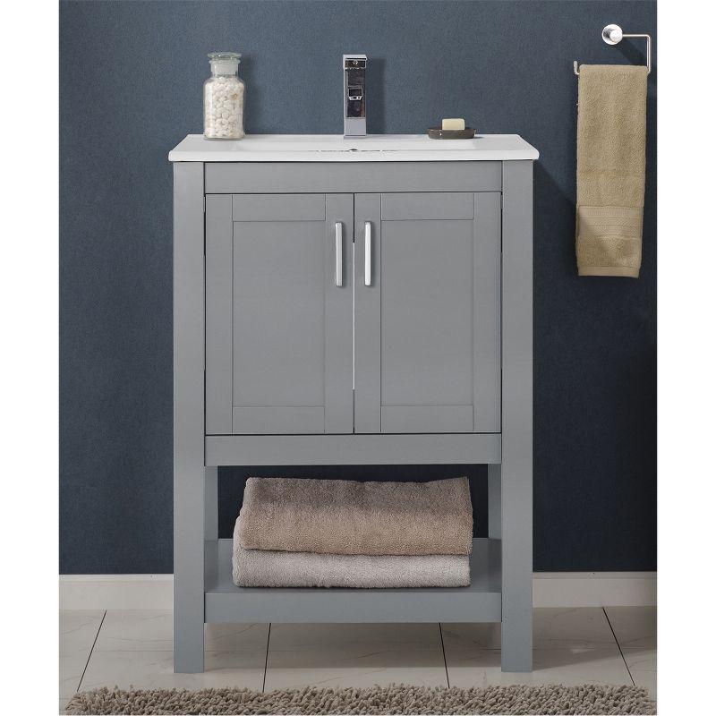 Saint Birch White Ceramic Single Bathroom Vanity Top with Sink