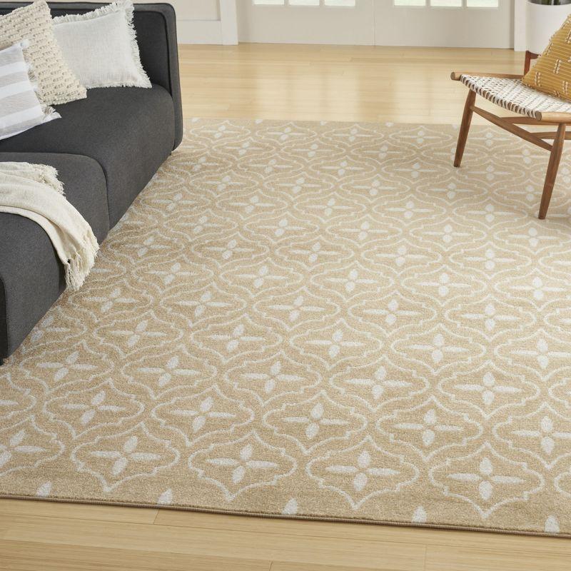 Nourison Essentials Moroccan Modern Indoor Outdoor Rug Beige Ivory 6' x 9'