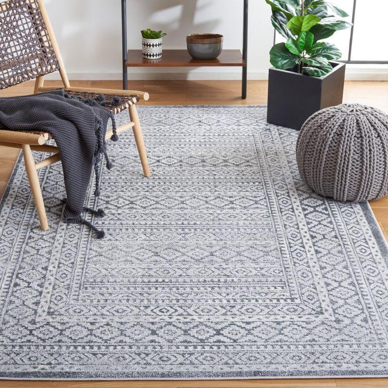 Abstract Gray Synthetic 79" Square Easy-Care Rug