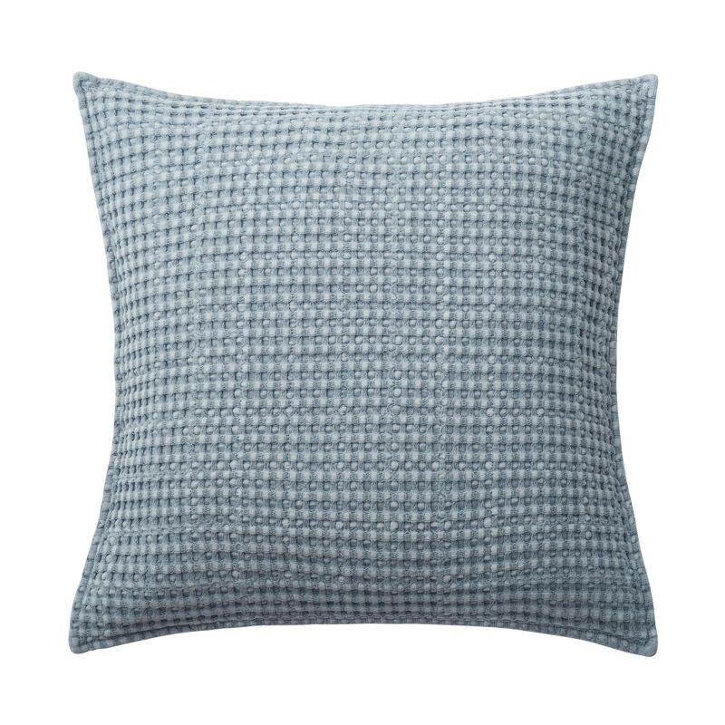 Chambray Cotton Waffle Square Decorative Pillow 20x20