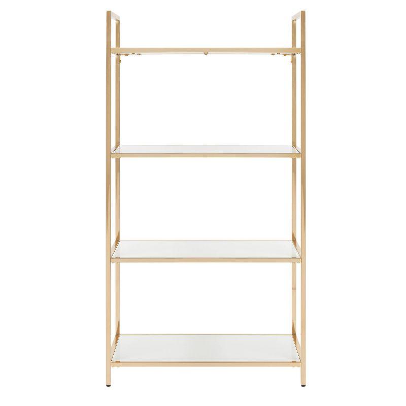 OSP Home Furnishings 60" Alios Bookshelf White/Gold: Chic, 4-Shelf Metal Frame, Laminate Surface, Modern Office Furniture