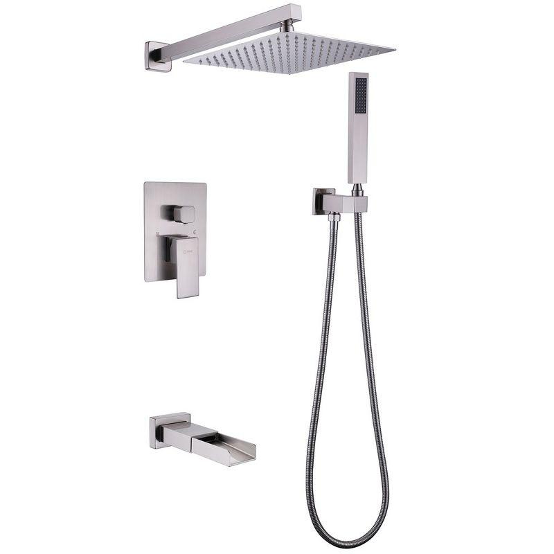 Brushed Nickel High Pressure Waterfall Spout Shower Kit